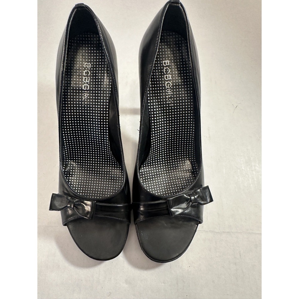 BCBGirls Maxazria Black High Heel, Peek-a-boo Toe, Stiletto 3.5 Height Size 8